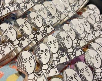 Bald Caped Hero with OK Chat Bubble Duo Hard Enamel Pin Set (1.5&quot;)