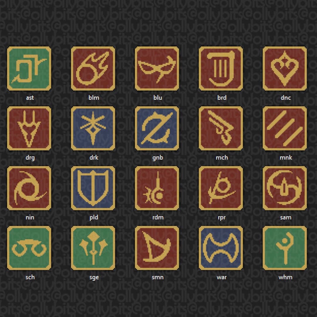 Final Fantasy 14 Pixel Art Emblems Matte Vinyl Sticker Set (20) (2