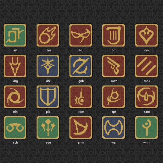 Final Fantasy 14 Pixel Art Emblems Matte Vinyl Sticker Set (20) (2