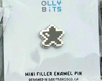 Pin de esmalte Pixel Star Mini Filler negro (chapado en plata) (0,5")