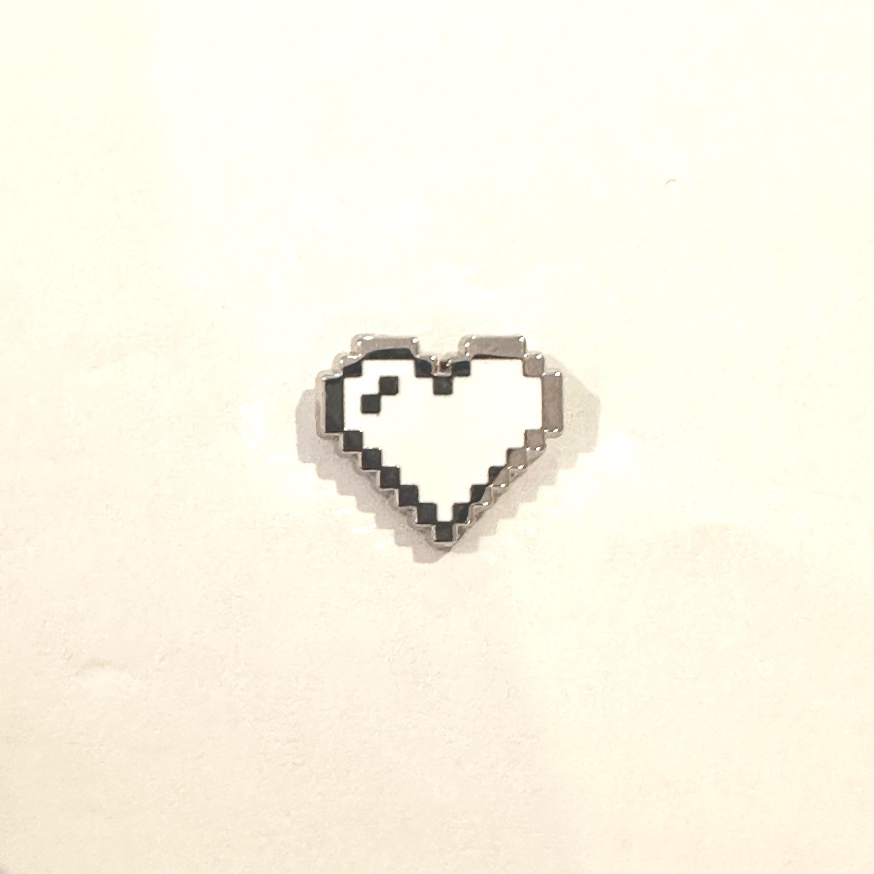 White Full Heart (Silver Plated) RPG Pixel Heart Mini Filler Enamel Pin (0.5")