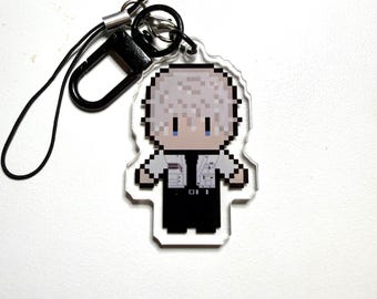 Llavero acrílico con diseño de píxeles de Xavier Love y Deepspace