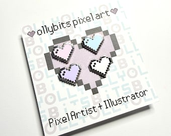 Mini pines esmaltados rellenos de corazón de píxel (0,5")