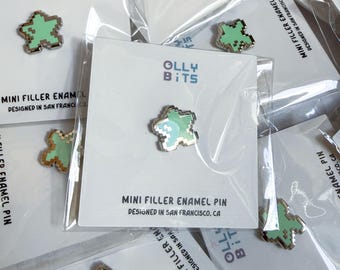 Mini pin de esmalte Pixel Star, color verde menta (plateado) (0,5")
