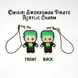 Onigiri Swordsman Pirate Pixel Art Acrylic Charm