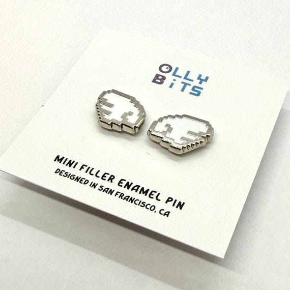 White Wing (Silver Plated) Chibi Pixel Wings Mini Filler Enamel Pin (0.5")