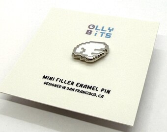 Mini pin de esmalte de relleno de ala Chibi Pixel Wing blanco *derecha* (plateado) (0,5")