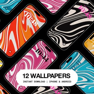 Retro Marble Phone Wallpapers Aesthetic iPhone Backgrounds Android Lock Screens Grainy Smooth Digital Download Abstract Swirl Art