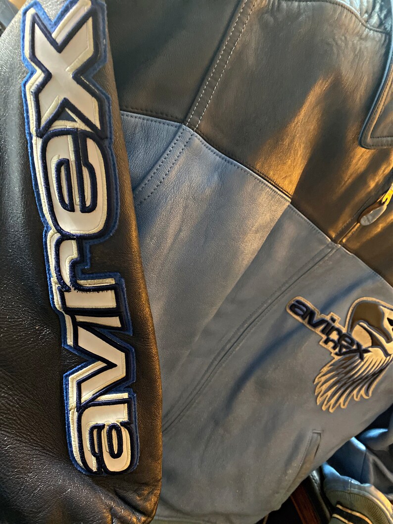 blue avirex leather jacket