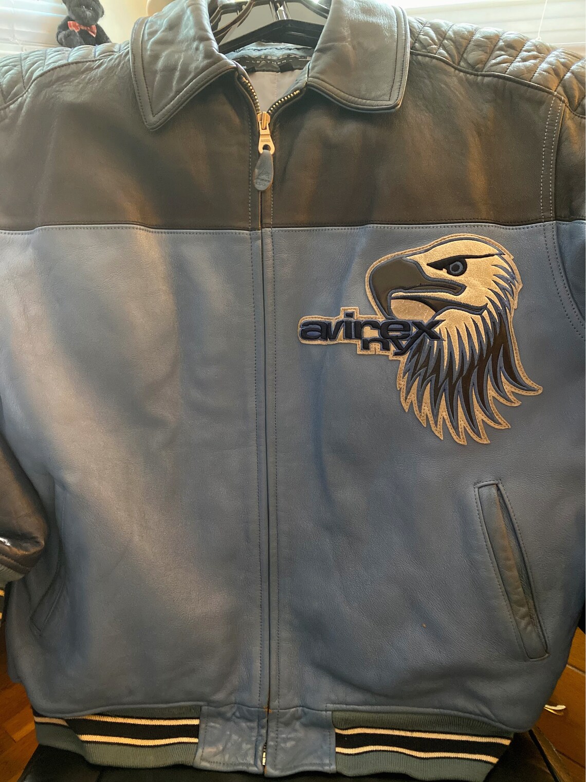 blue avirex leather jacket