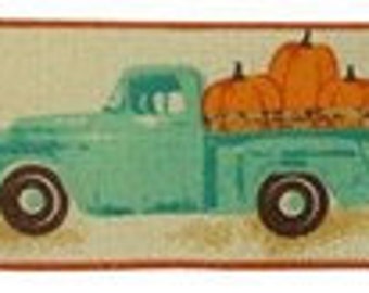Natural 2.5 Green Vintage Farm Truck with Pumpkins Fall Autumn Wired Ribbon Natural Expressions Brand Wired Edge Vintage Truck Ribbon RG0183618