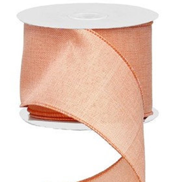 Peach Royal Burlap  Wired Ribbon By the Roll 2.5" x 10 Yards RG1279ET