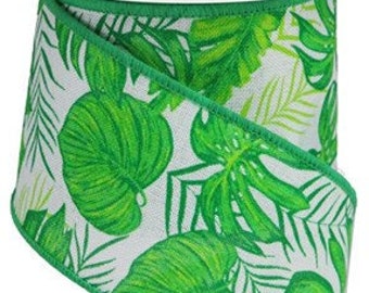 3 Yds Palm Leaves Wired Ribbon 1 1//2/"W