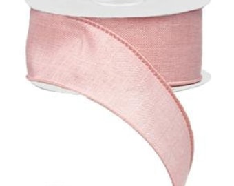 Rose Pink Royal Burlap  Wired Ribbon By the Roll 1.5&quot; x 10 Yards RG1278EH