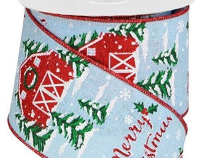 Barn Ribbon Christmas Barn Wired Ribbon by the Roll 2.5