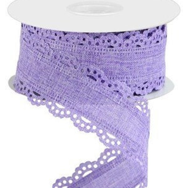 Lavender Lace Edge Scalloped Edge  Wired Ribbon By the Roll 1.5" x 10 Yards RGC130213
