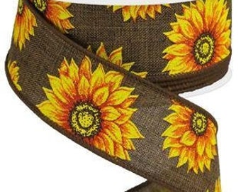 Sunflower  Wired Ribbon By the Roll 1.5" x 10 Yards RG0187204 2.20