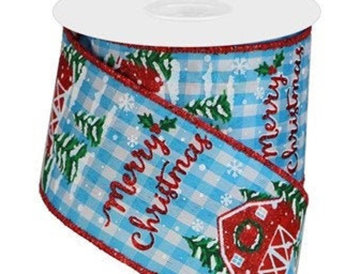 Barn Ribbon Christmas Barn Wired Ribbon by the Roll 2.5