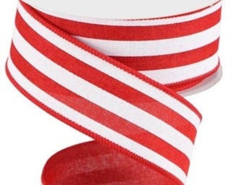 Wired RedWhite Ribbon 58 wide BY THE YARD