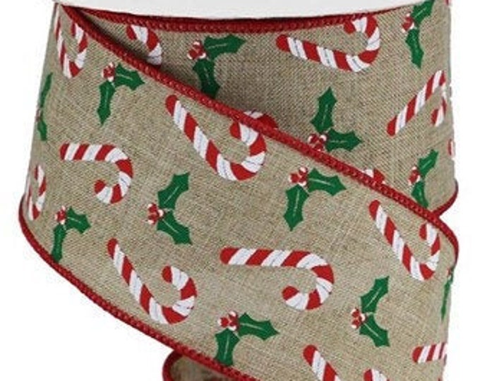 Candy Cane Christmas Wired Ribbon by the Roll 2.5" X 10 YARD ROLL ...