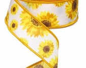 Sunflower Wired Ribbon By the Roll for Wreaths or Bows 1.5 quot x 10 YARD Roll RG01174N7