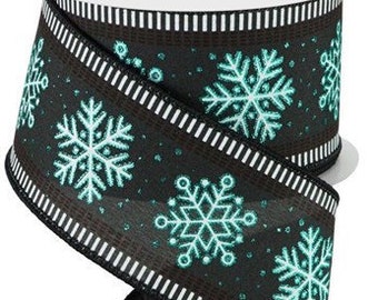 White snowflakes ribbons Frozen grosgrain ribbon.blue snowflakes ribbons Blue snowflake ribbon. 1.5\u201dfoil snowflakes grosgrain ribbon