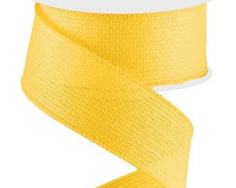 Yellow Cross Royal Burlap  Wired Ribbon By the Roll 1.5&quot; x 10 Yards RG1211N6