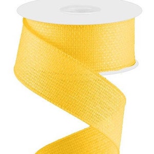 Yellow Cross Royal Burlap  Wired Ribbon By the Roll 1.5&quot; x 10 Yards RG1211N6