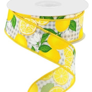 Lemons Wired Ribbon by the Roll 2.5