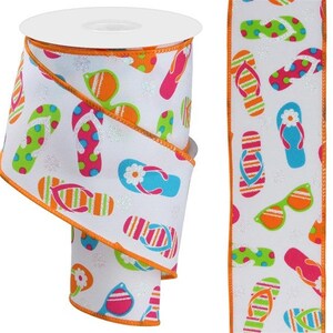 Flip Flops  Wired Ribbon By the Roll 2.5" x 10 Yards RGE115327