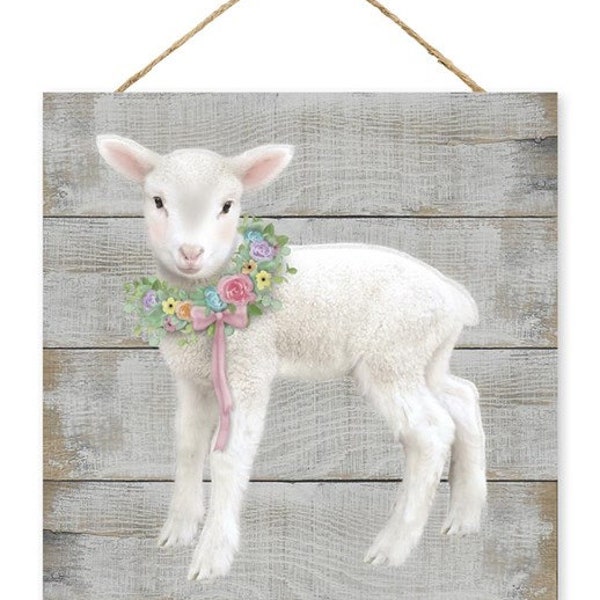 Easter Lamb Sign Wreath Sign 10" x 10" AP7098