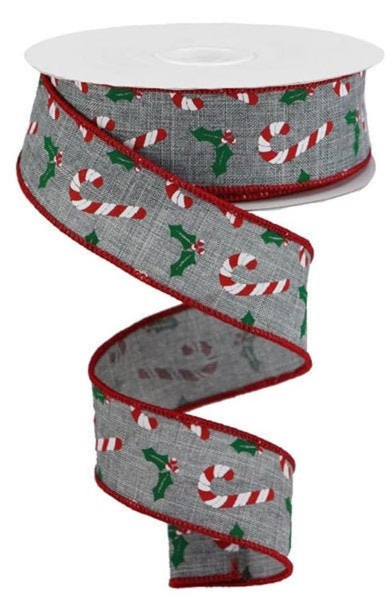 Candy Cane Christmas Wired Ribbon By the Roll 1.5 x 10 YARD ROLL RGB114310