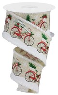 Bicycle Christmas Wired Ribbon By the Roll 2.5" x 10 YARD ROLL RG08610C2
