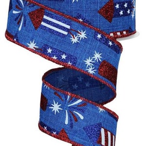 Firecrackers  Wired Ribbon By the Roll 1.5&quot; x 10 Yards RGE119925