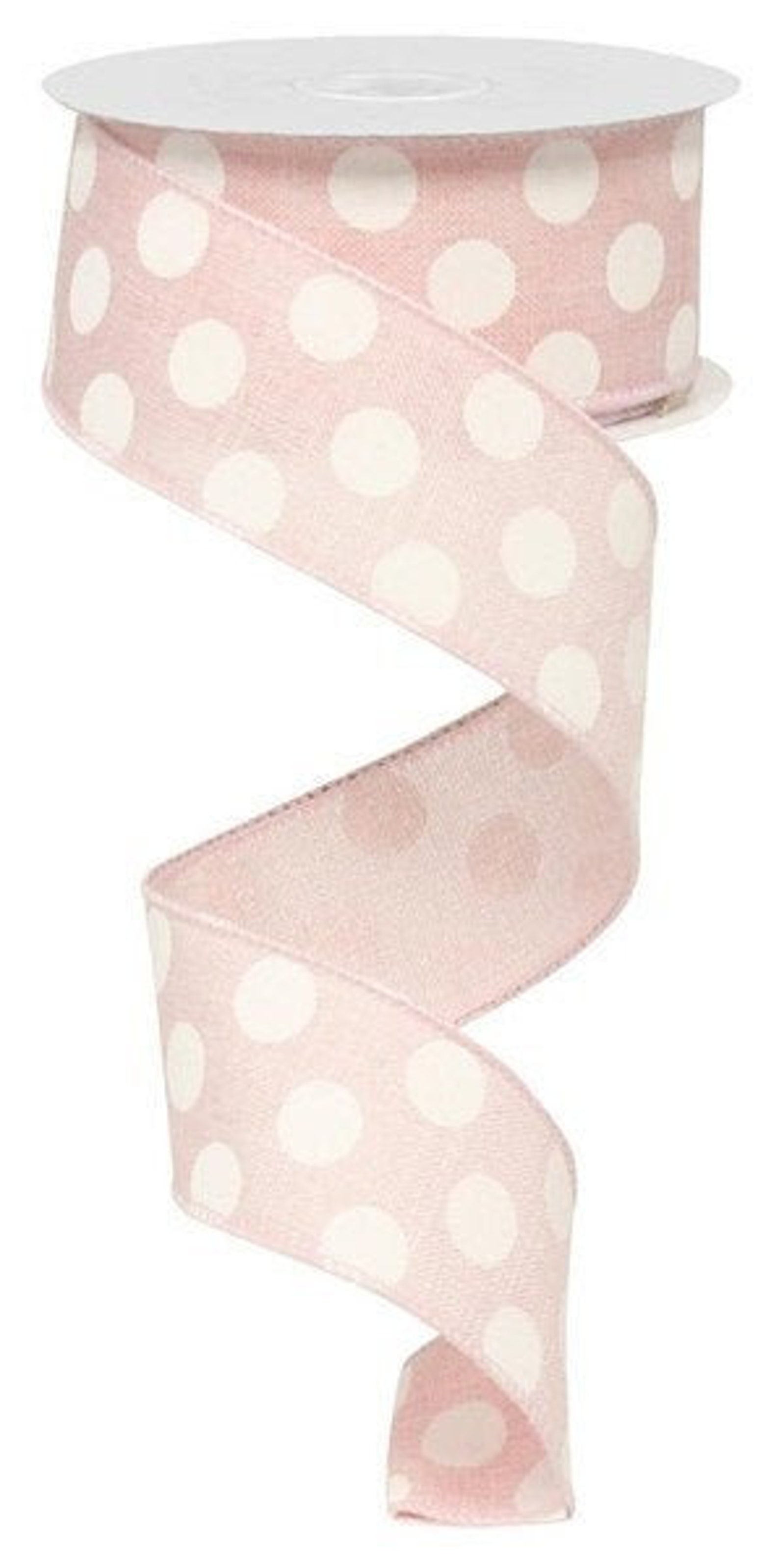 Pink White Polka Dot Wired Ribbon By the Roll 1.5 X 10 Etsy