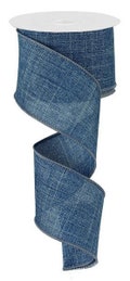 Denim Blue Royal Burlap  Wired Ribbon By the Roll 2.5" x 10 Yards RG127965