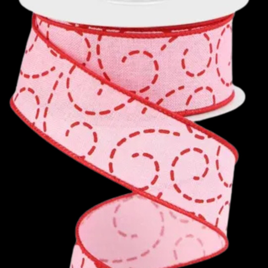 Pink Swirl Ribbons Valentine's Day Pink Red Dashed Swirls Light Pink Red Wired Ribbon by ...