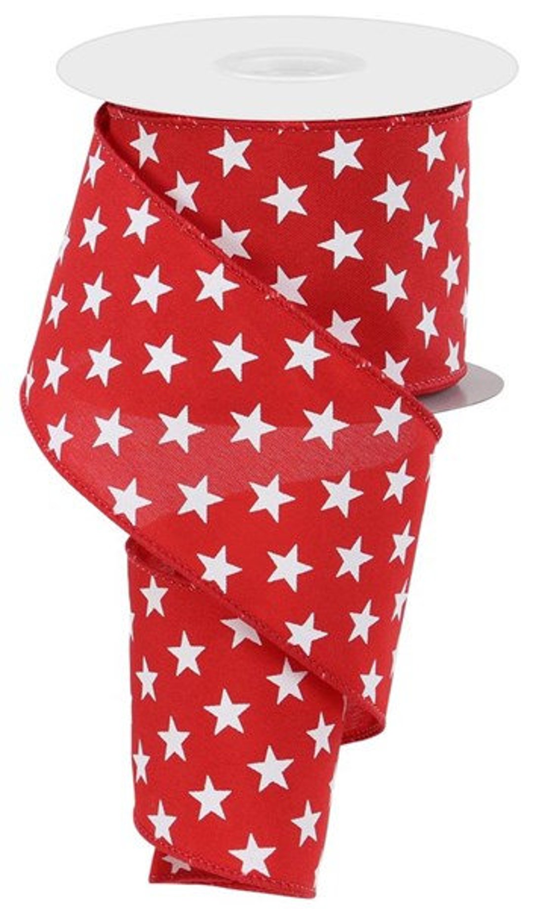 Patriotic Star Wired Ribbon by the Roll 2.5