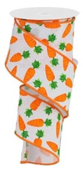 Easter Carrots  Wired Ribbon By the Roll 2.5" x 10 Yards RGA158227