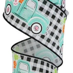Bicycles W/ Striped Edge Wired Ribbon by the Roll 2.5