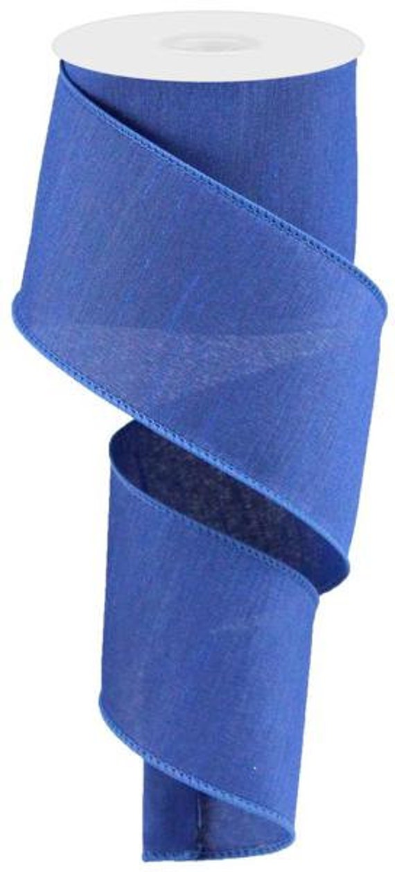 Royal Blue Faux Dupioni Wired Ribbon by the Roll 2.5