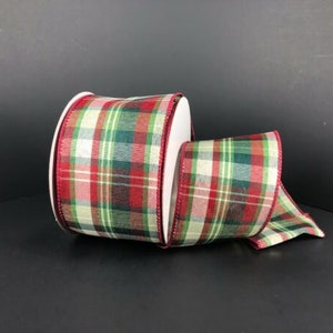 Christmas Plaid  Wired Ribbon By the Roll 2.5" x 10 Yards 71221-40-07