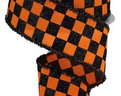 Glitter Check Wired Ribbon By the Roll 2.5 quot x 10 Yards RG0834820