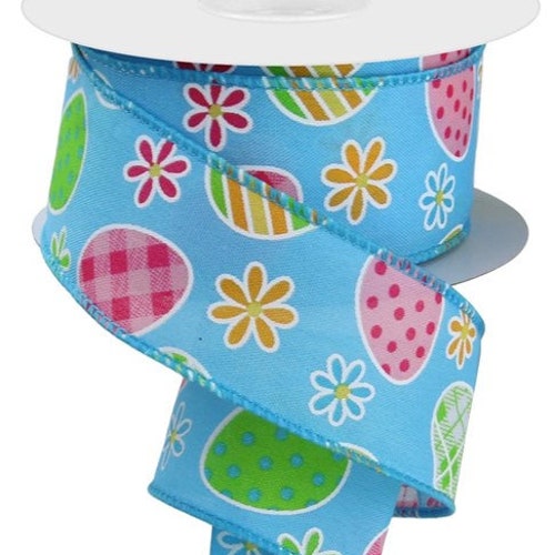 Huevos de Pascua a cuadros con cinta de margaritas (rollo, 3,8 cm x 9,5 m) RGE1405JH