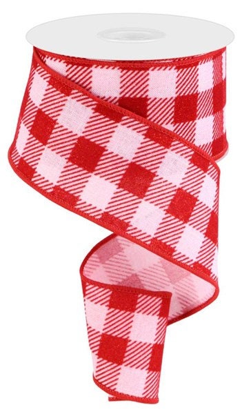 Velvet Glitter Plaid Wired Ribbon by the Roll 2.5