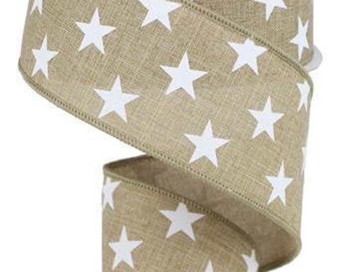 Patriotic Star Wired Ribbon by the Roll 2.5