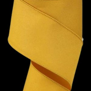 Mustard Dark Yellow Diagonal Weave  Wired Ribbon By the Roll 2.5&quot; x 10 Yards RGE1203NC