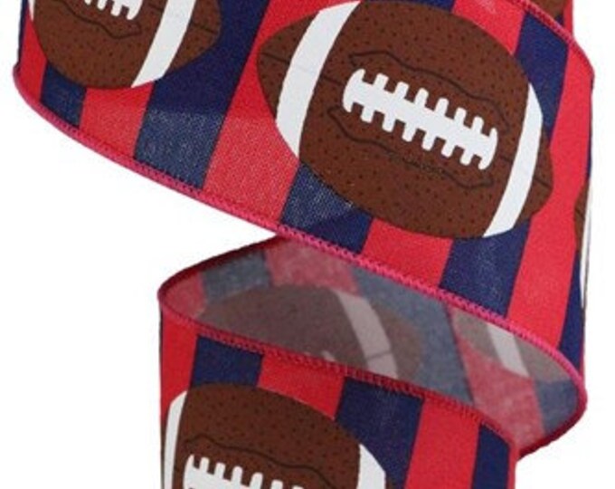 Football Wired Ribbon by the Roll 2.5