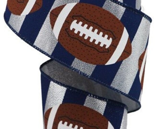 Football Wired Ribbon by the Roll 2.5 X 10 Yards RGA142226 - Etsy