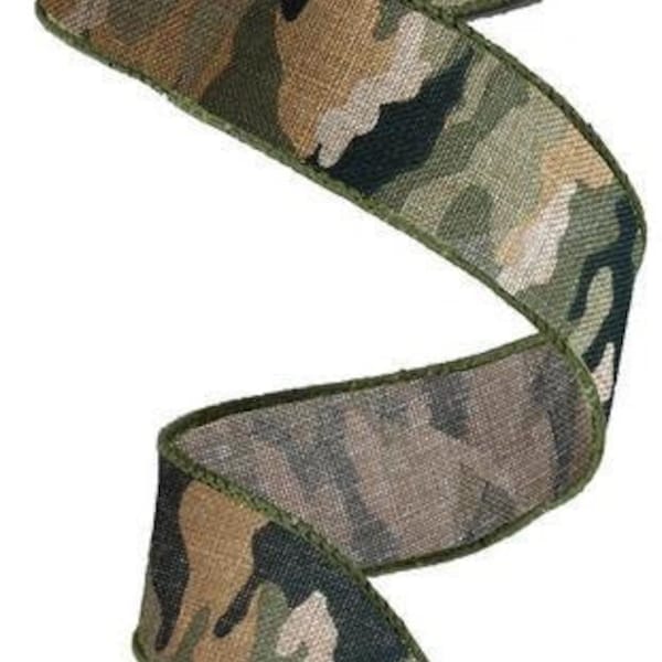 Camouflage  Wired Ribbon By the Roll 1.5" x 10 Yards rg1250